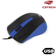 Mouse com Fio USB 3 Botões 1000Dpi MS-20BL C3 Tech Azul